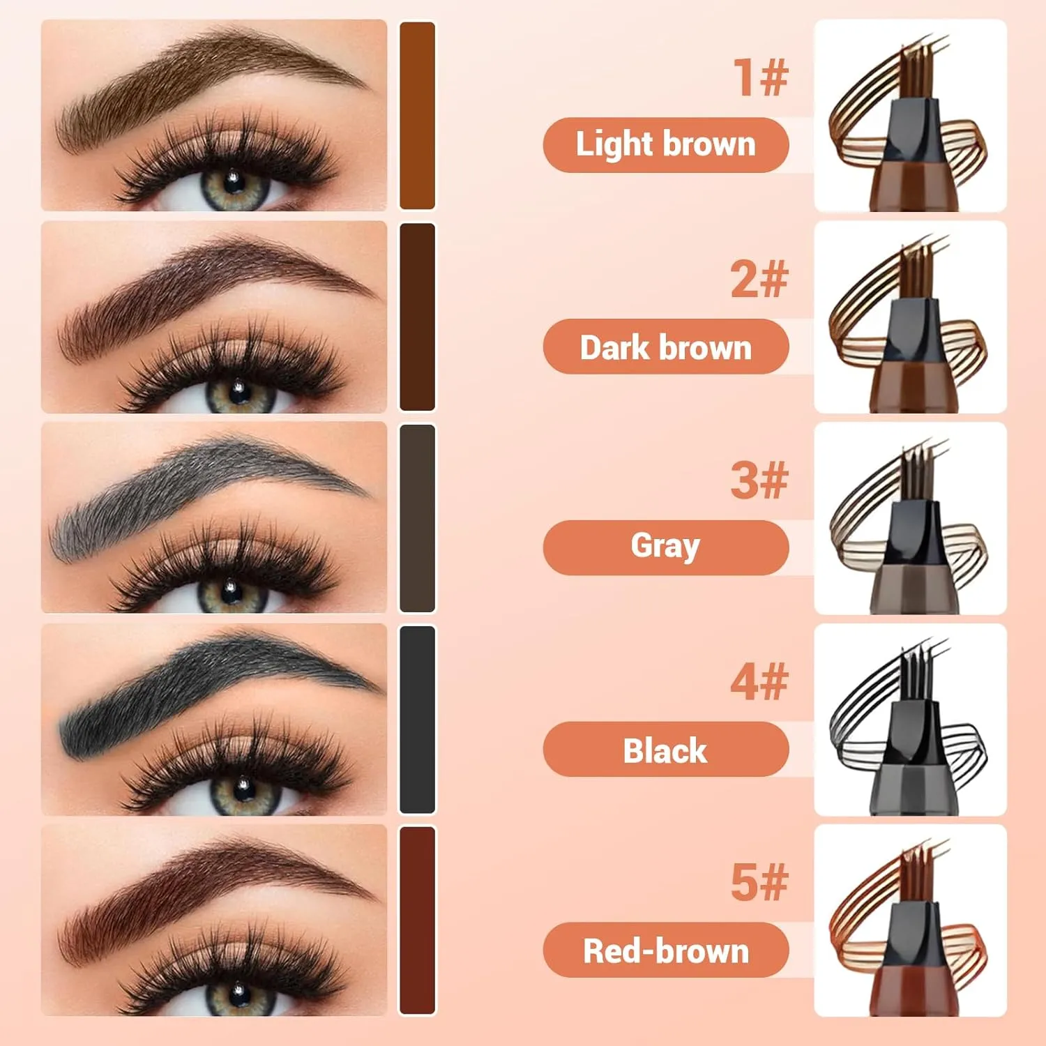 Magic Eyebrow Pencil, Upgraded Eyebrow Contouring Pen Waterproof Microblading Eyebrow Pencil Contouring Pen 4 Tipped Precise Brow Pens for Natural Eyebrow Makeup (2# dark brown)