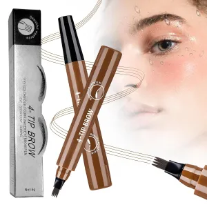 Magic Eyebrow Pencil, Upgraded Eyebrow Contouring Pen Waterproof Microblading Eyebrow Pencil Contouring Pen 4 Tipped Precise Brow Pens for Natural Eyebrow Makeup (2# dark brown)