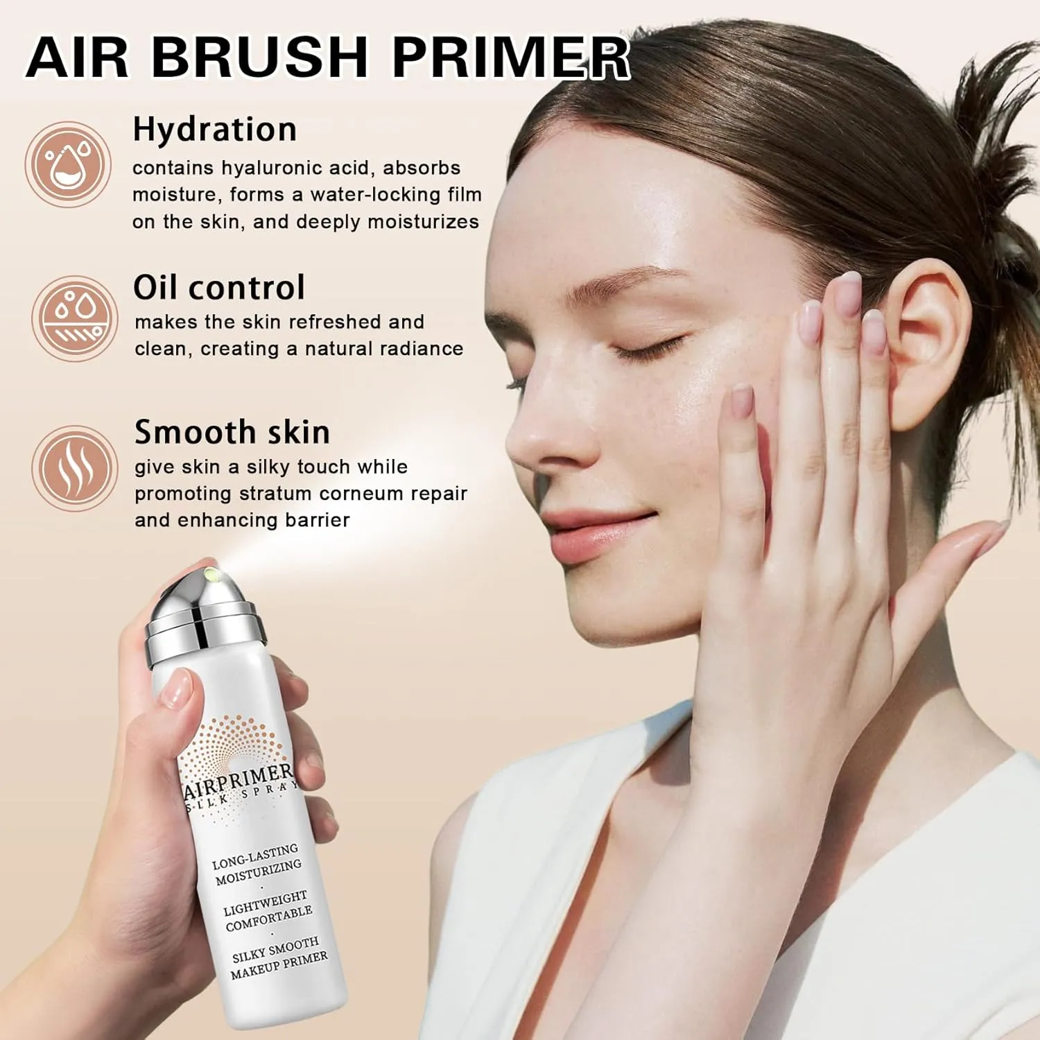 Magic Minerals Airbrush Foundation Spray and Primer for Face Before Makeup,Waterproof Foundation for Older Women,Teenagers,Middle-aged,Anti-aging Formula for Smooth Radiant Skin (03 Nude)