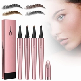 Magic Eyebrow Pencil, 2024 New 3D Waterproof Microblading Eyebrow Pencil Contouring Pen, Natural Makeup Fine Stroke Magic Eyebrow Pencil with 4 Micro-Fork Tip for women Makeup(A,4pcs,Set)