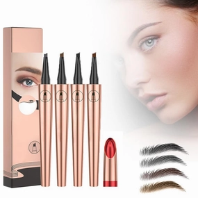 Magic Eyebrow Pencil, 2024 New 3D Waterproof Microblading Eyebrow Pencil Contouring Pen, Natural Makeup Fine Stroke Magic Eyebrow Pencil with 4 Micro-Fork Tip for women Makeup(B,4pcs,Set)