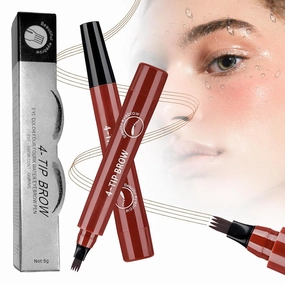 Magic Eyebrow Pencil, 2025 Upgraded Eyebrow Contouring Pen Waterproof Microblading Eyebrow Pencil Contouring Pen 4 Tipped Precise Brow Pens for Natural Makeup (3# reddish brown)