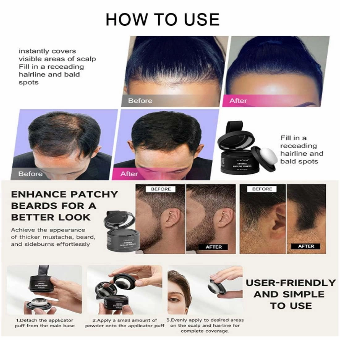 Magic Root Cover Up, Light Coffee, Instant Hair Shading Powder, Powdered, For Thinning Hair, Temporary