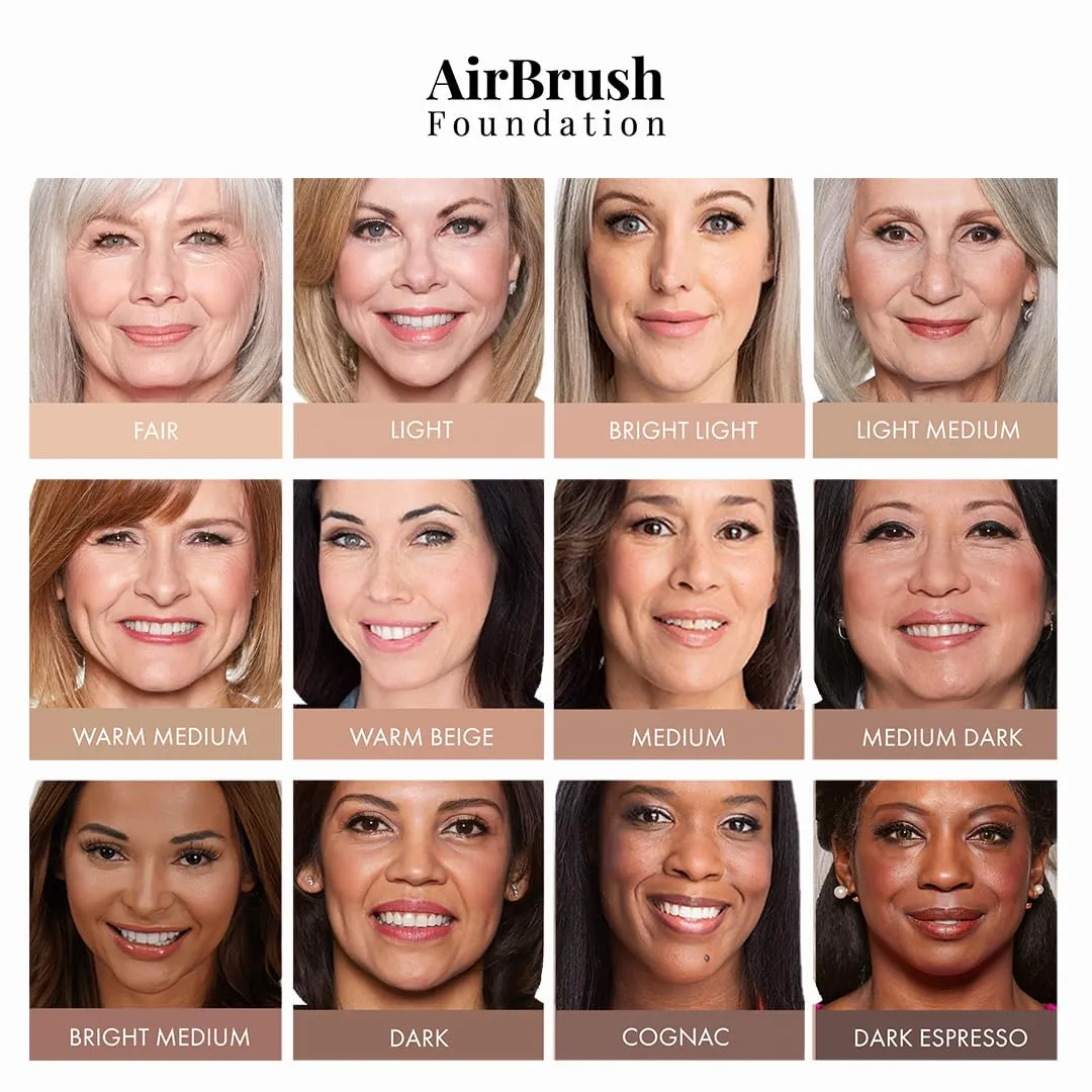 MagicMinerals AirBrush Foundation Set by Jerome Alexander - Complete 5pc Spray Makeup Set with Foundation, Primer, and Setting/Finishing Spray - for Smooth, Radiant Skin (Medium)