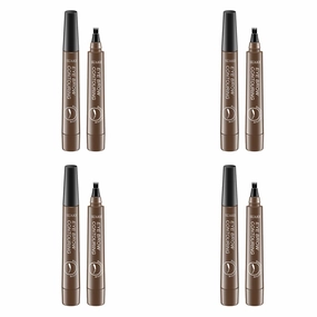 Magik 2-4 Pc Microblading Tattoo Eyebrow Pen Four Tips Waterproof Ink Gel Tint Draw. (4 Pack, 2 Dark brown)