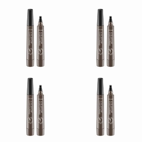 Magik 2-4 Pc Microblading Tattoo Eyebrow Pen Four Tips Waterproof Ink Gel Tint Draw. (4 Pack, 4 Gray brown)