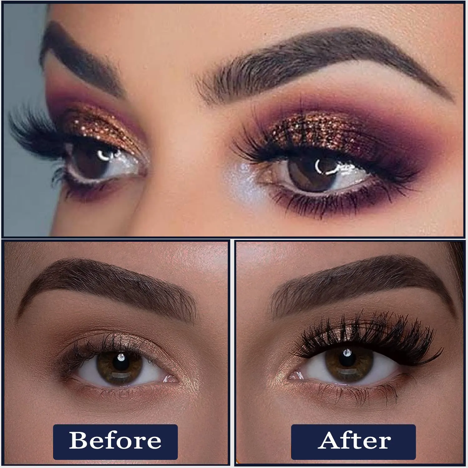 Magnetic Eyelashes 3D Medium Magnetic Lashes with Upgraded 4 Tubes of Magnetic Eyeliner, Waterproof,Natural Look,Long Lasting, Easy Reusable Fake Eyelashes 10 Pairs