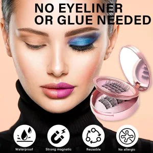 Magnetic Eyelashes, Reusable Magnetic Lashes with Applicator Natural Look, Easy to Wear & No Glue Needed, 4 Pairs