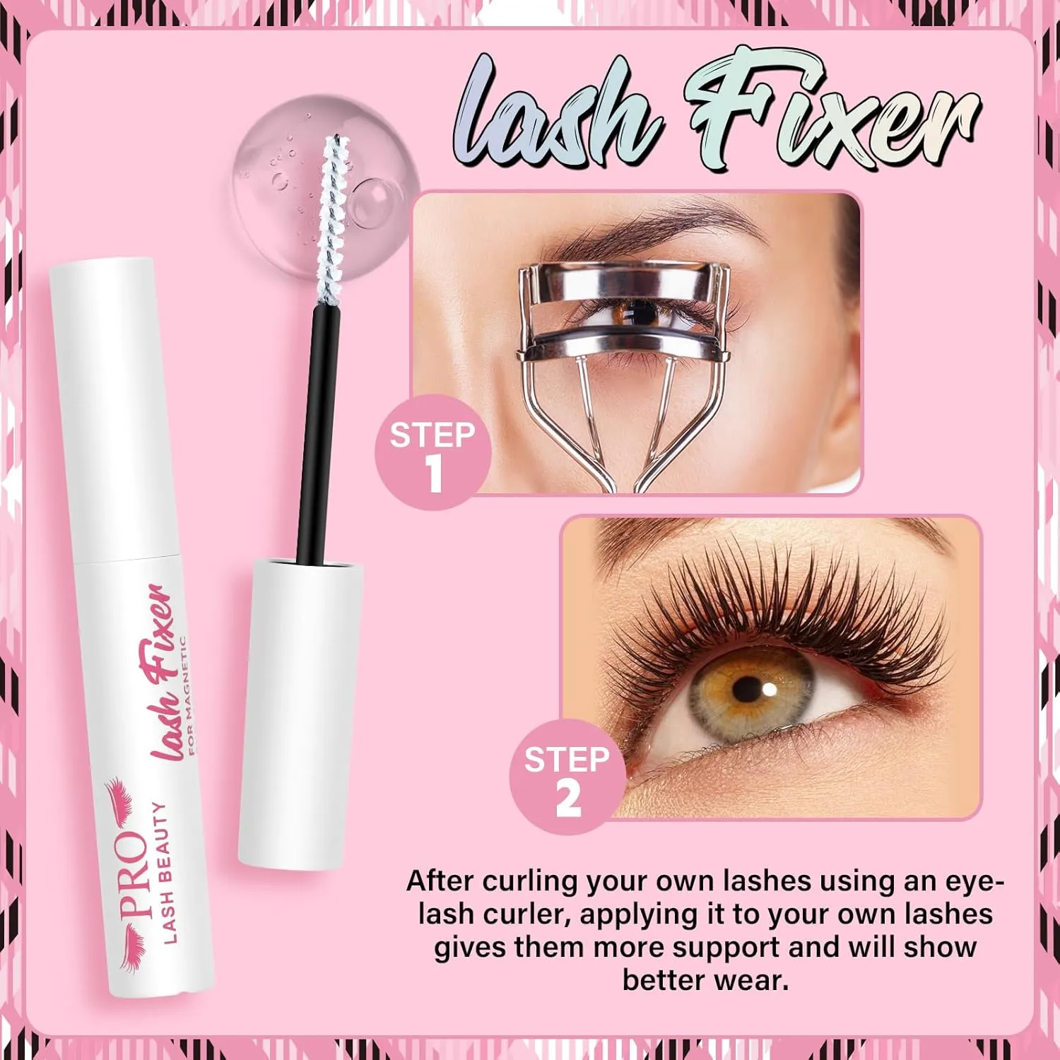 Magnetic Eyelashes Soft Magnetic Lashes With Applicator, lash Fixer, 5Pcs Cleaning pads 3s Application 1s Removal No Glue Needed Soft Magnets False Eyelashes Waterproof (1Pair,Frisky)