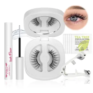 Magnetic Eyelashes Soft Magnetic Lashes With Applicator, lash Fixer, 5Pcs Cleaning pads 3s Application 1s Removal No Glue Needed Soft Magnets False Eyelashes Waterproof (1Pair,Frisky)