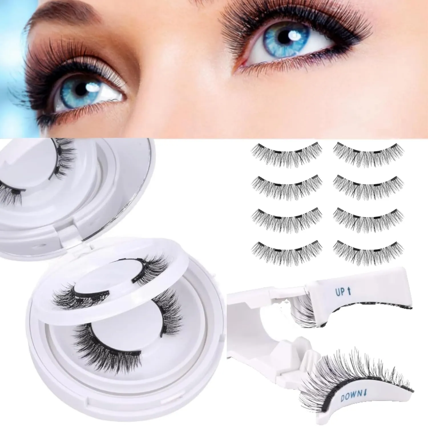 Magnetic Eyelashes with Applicator, Magnetic False Eyelashes Natural Look No Glue Needed Lashes Kit Easy to Remove 2 Pairs 1style, D04