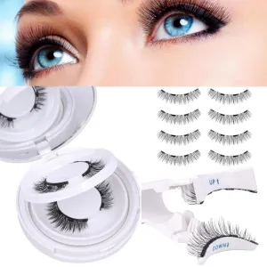 Magnetic Eyelashes with Applicator, Magnetic False Eyelashes Natural Look No Glue Needed Lashes Kit Easy to Remove 2 Pairs 1style, D04