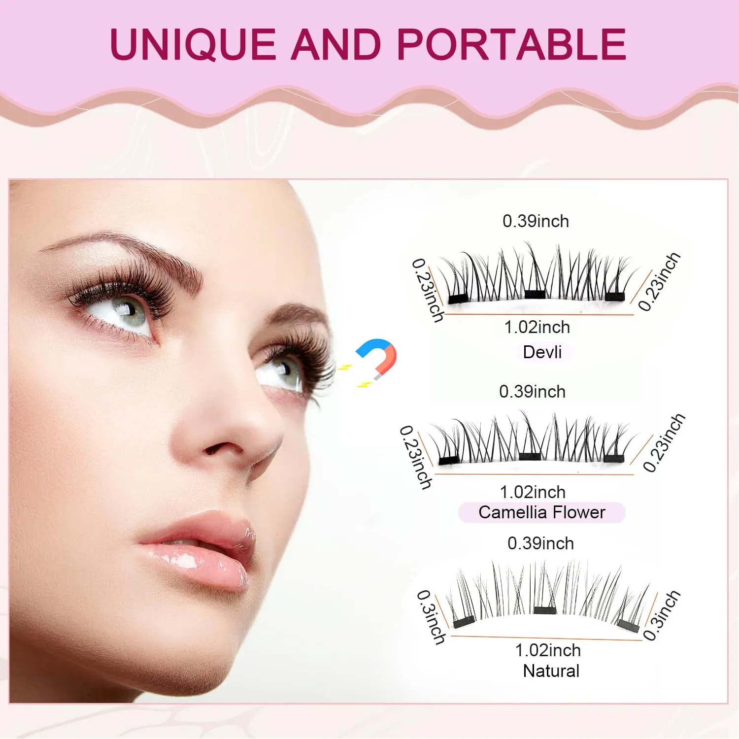 Magnetic Eyelashes with Applicator,2025 New Reusable Magnetic Eyelashes Natural Look No Glue or Liner Needed,Upgraded Soft Lashes Kit for Daily Use(Natural Devil Camellia)