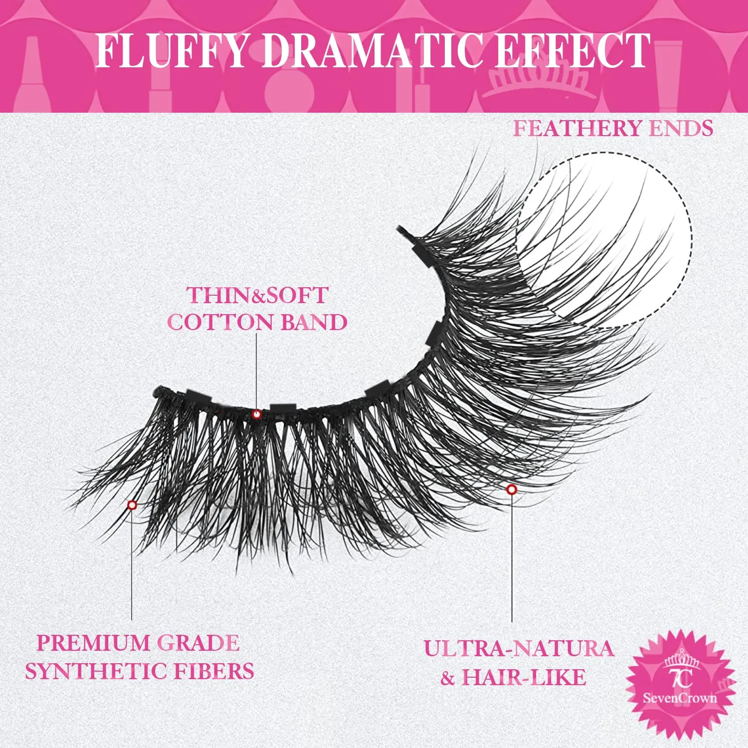 Magnetic Eyelashes with Eyeliner Kit, Fluffy Mink Lashes Cat-Eye Look 18-21MM Wispy Long 8D Luxury Volume Fake Eyelash 10 Pairs Cruelty-Free&Vegan