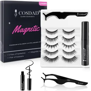 Magnetic Eyelashes with Eyeliner - Magnetic lashes with Applicator Kit - Best Reusable 8D, 3D Look False Eyelashes - Natural Look, Waterproof, Long Lasting, No Glue Needed Fake Eyelashes