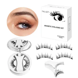 Magnetic False Eyelashes Set - Reusable 3D Glue-Free Lashes with applicator, 2 Pairs Natural Look Eyelashes for Daily and Party (Easy to Apply & Remove)(EM12)