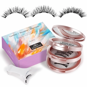 Magnetic eyelashes,3pairs,3styles,natural look,wispy,fluffy,magnetic eyelashes with applicator,No glue needed,Reusable,Waterproof,Easy to apply