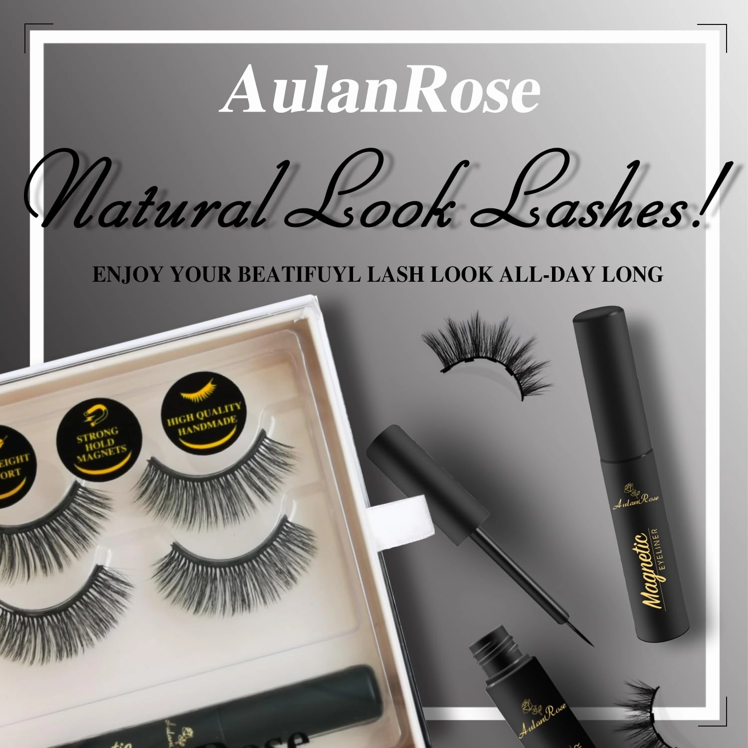 Magnetic Eyelashes - Long Magnetic Lashes with Eyeliner, 60 Wears Reusable Full Volume Faux Mink Lashes, Dramatic, Round,Cruelty-Free & Vegan,