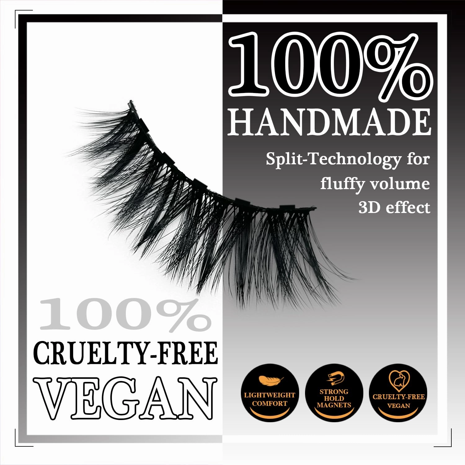 Magnetic Eyelashes - Long Magnetic Lashes with Eyeliner, 60 Wears Reusable Full Volume Faux Mink Lashes, Dramatic, Round,Cruelty-Free & Vegan,