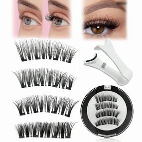 Magnetic Lashes, 3d Magnetic Lashes No Glue or Liner Needed, Reusable Lashes Self Adhesive Waterproof, Magnetic Eyelashes Natural Look -Fuller