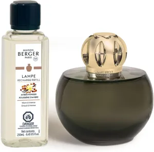MAISON BERGER - Lampe Berger Home Fragrance Lamp Diffuser - Model Holly - 4.5 x 4.3 x 4.3 inches - Includes Fragrance Amber Powder - 250 milliliters - 8.45 Fluid Ounces (Moss Green)