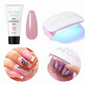 Makartt Poly Nail Gel 50ML Gel Builder for Nails, Pink Brown, Gel Nail Extension,Nail Strengthener Hard Gel Bundle UV LED Nail Lamp, Mini UV Light for Gel Nails, 6W USB Portable Fast Dryi