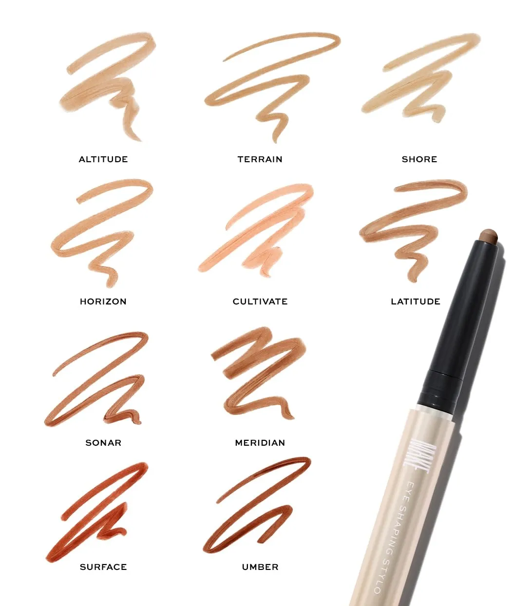 MAKE Beauty Eye Shaping Stylo - Cream Eyeshadow Stick. 4-in-1 Shape, Define, Contour, and Shade Eye Shadow for Versatile Makeup Looks. Long-Lasting Creamy Formula. Shade - Umber