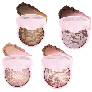 Makeup Base Foundation, Baking Powder Repair Powder Repair With Pearl, Light Buildable Light to Medium Coverage, Demi-Matte Natural Brighten Face Powder Makeup & Setting Powder (4 colour, 0.32oz)