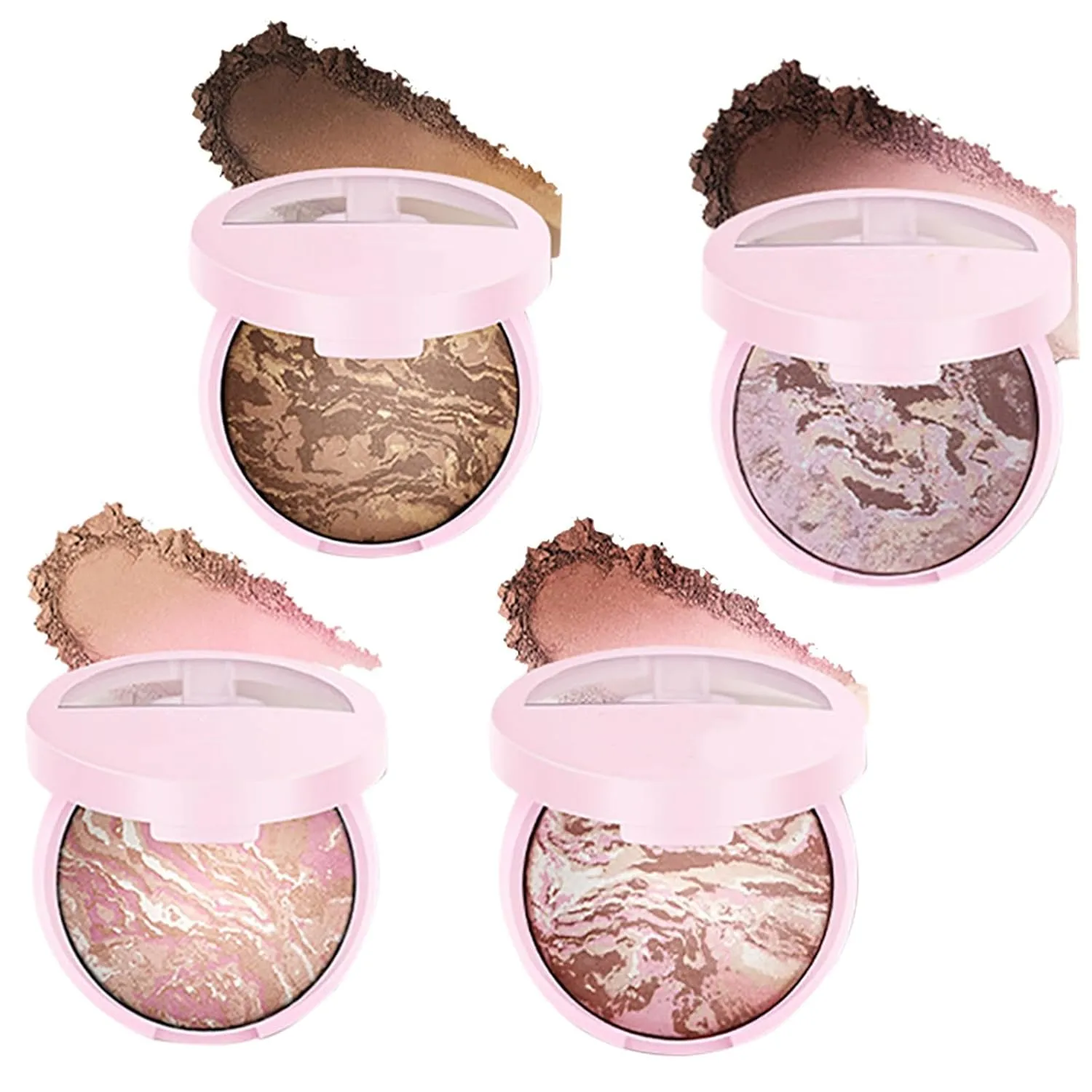 Makeup Base Foundation, Baking Powder Repair Powder Repair With Pearl, Light Buildable Light to Medium Coverage, Demi-Matte Natural Brighten Face Powder Makeup & Setting Powder (4 colour, 0.32oz)