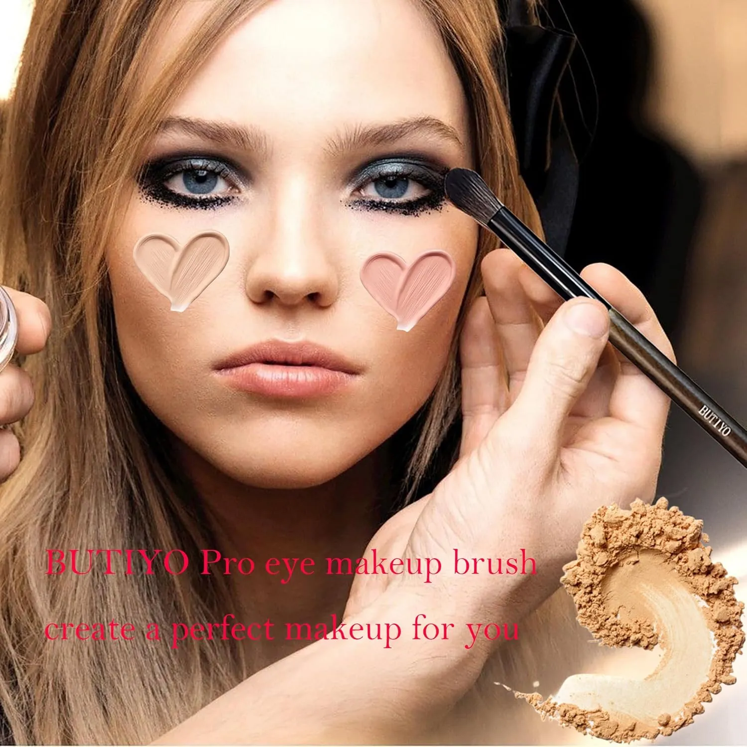 Makeup Brushes Set BUTIYO Eye Brushes Synthetic Concealers Eye shadows Blending Smudge Eyelash and Brow Blush Lip Eyeliner Contour Makeup Brushes with black (9 PCS) FB009
