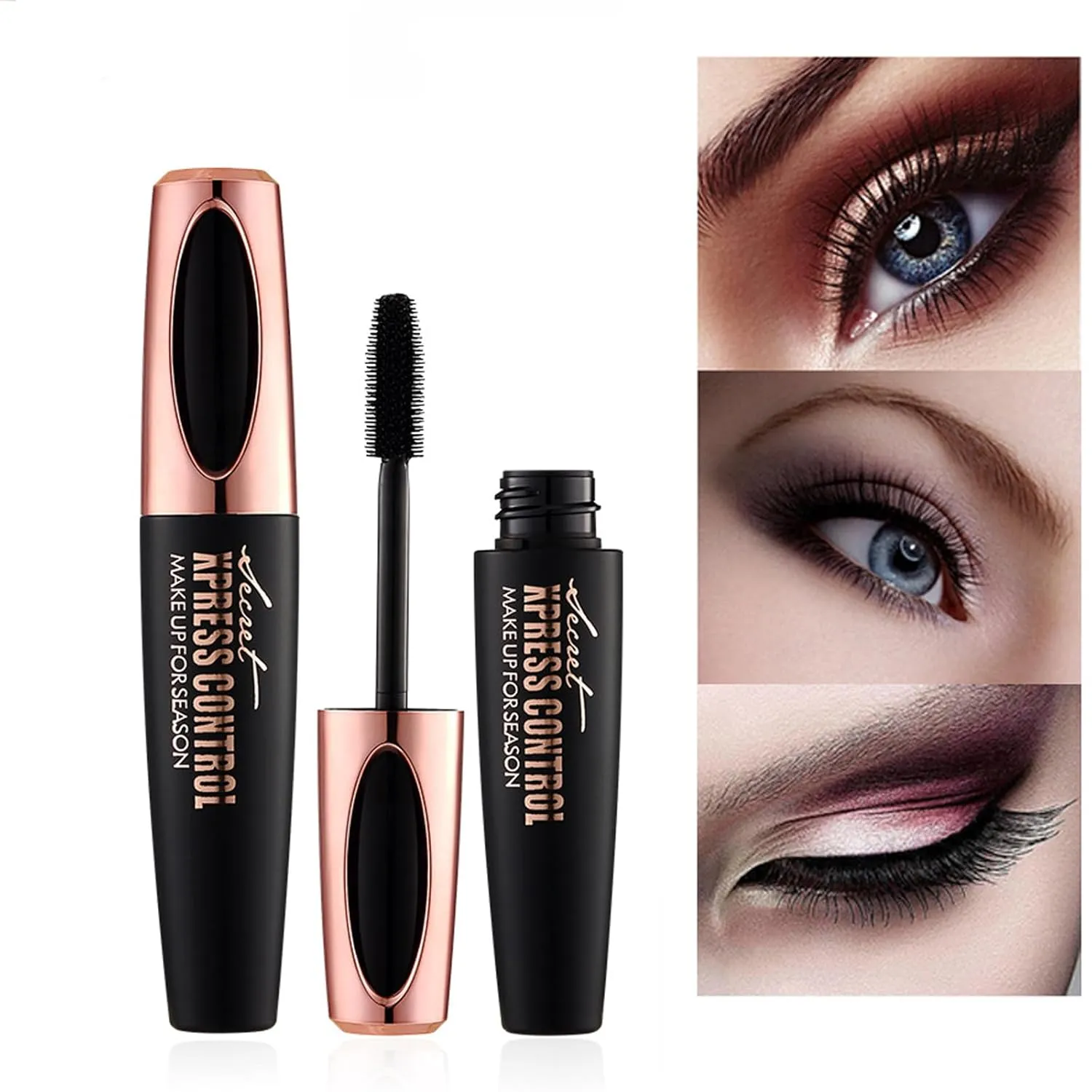 Makeup Lash Mascara,Mascara Volume and Length Waterproof,Black Silk Fiber Cosmetic Mascara,Volumizing, Curls,No Clumping,Smudge Proof and Lengthen Eyelashes,Lasting All Day (Black, 3PCS)