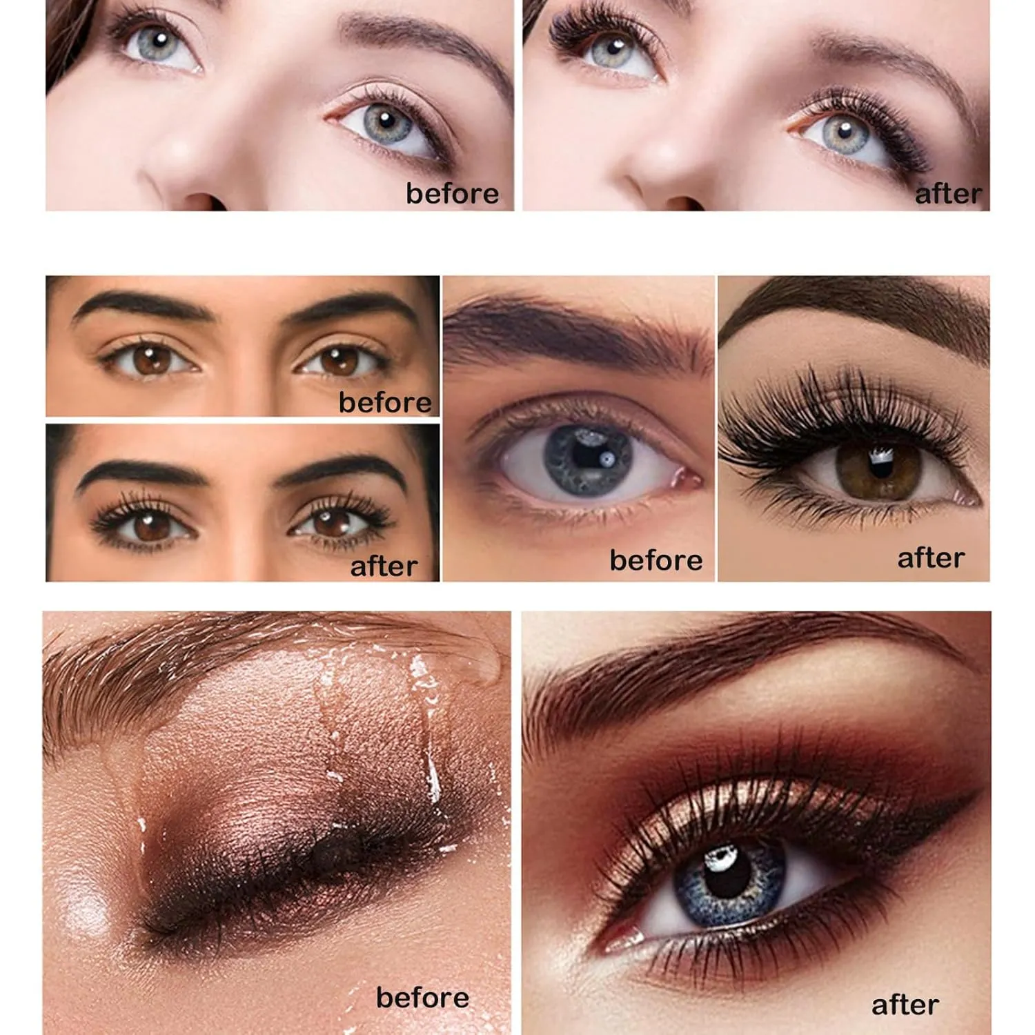 Makeup Lash Mascara,Mascara Volume and Length Waterproof,Black Silk Fiber Cosmetic Mascara,Volumizing, Curls,No Clumping,Smudge Proof and Lengthen Eyelashes,Lasting All Day (Black, 3PCS)