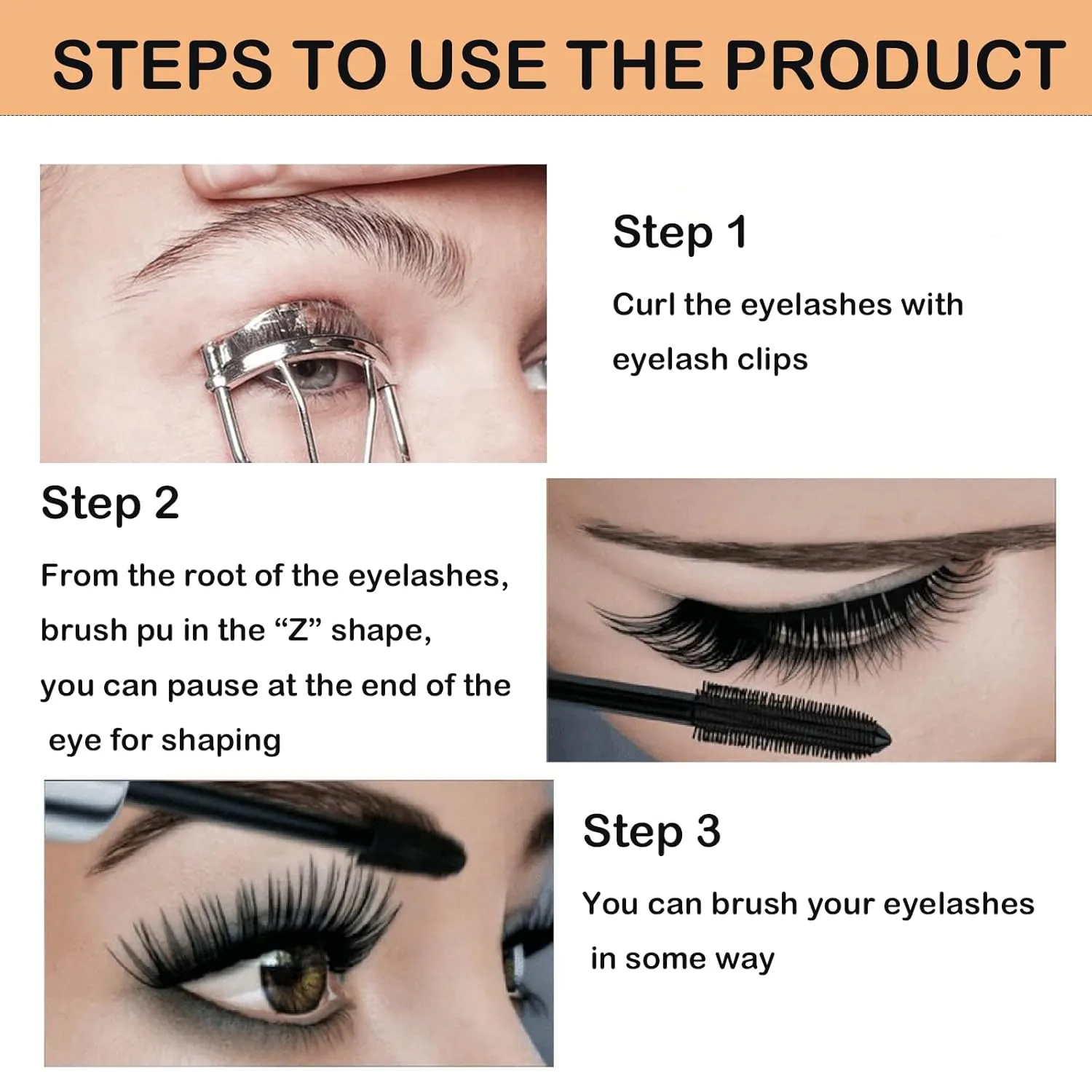 Makeup Lash Mascara,Mascara Volume and Length Waterproof,Black Silk Fiber Cosmetic Mascara,Volumizing, Curls,No Clumping,Smudge Proof and Lengthen Eyelashes,Lasting All Day (Black, 3PCS)