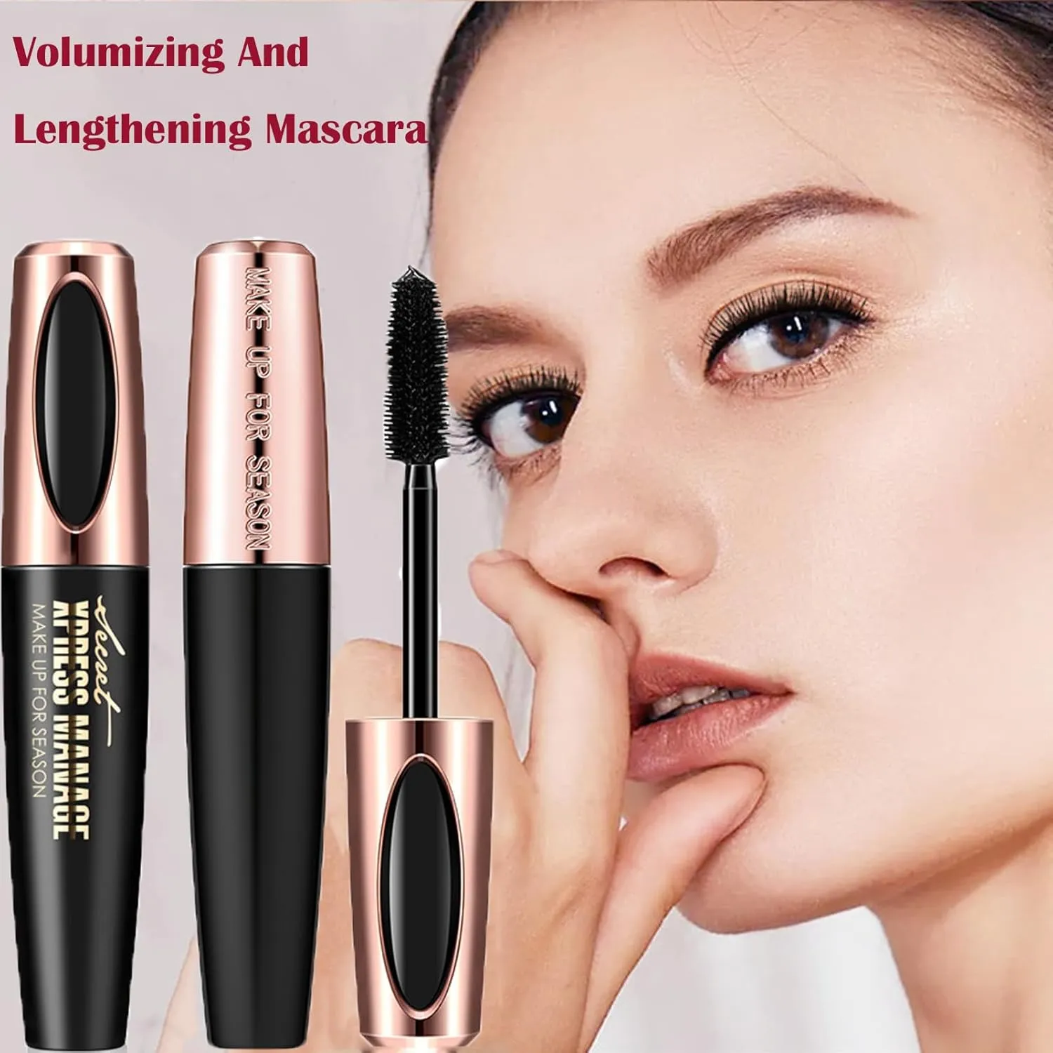 Makeup Lash Mascara,Mascara Volume and Length Waterproof,Black Silk Fiber Cosmetic Mascara,Volumizing, Curls,No Clumping,Smudge Proof and Lengthen Eyelashes,Lasting All Day (Black, 3PCS)