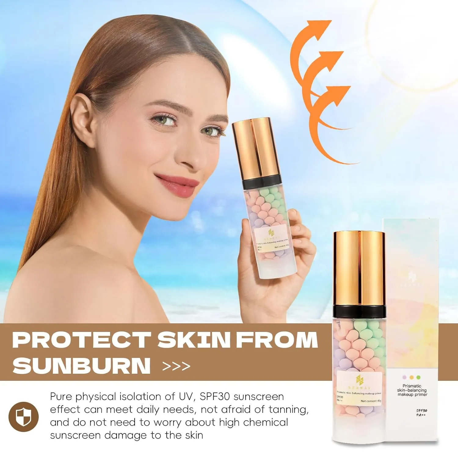 Makeup Primer - Lsolate ultraviolet rays, Brightening & Concealing, Long-Lasting Wear, Evens Skin Tone，Make the makeup more textured (Tricolor rainbow, 40g)