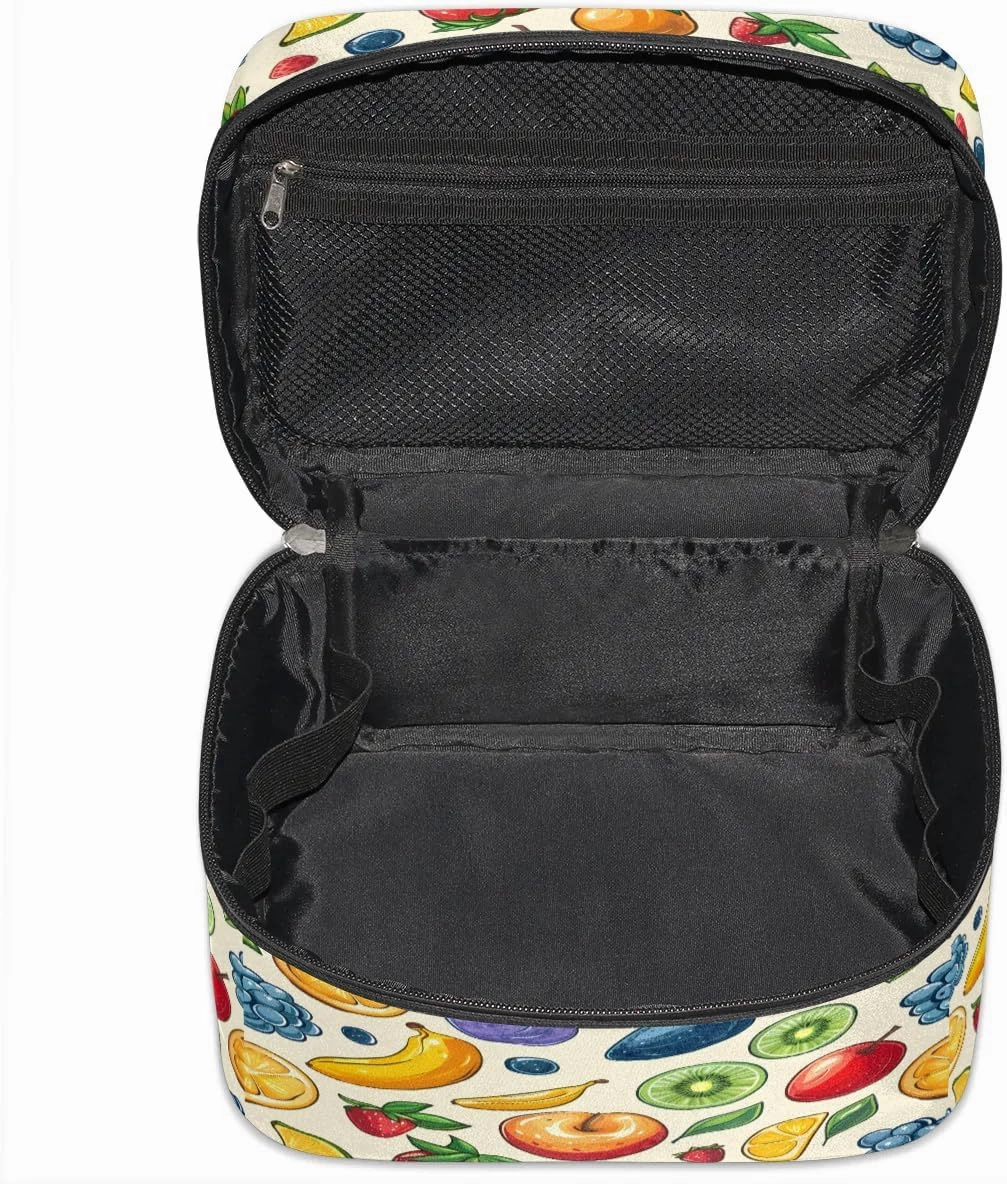 Makeup Bag Large Fruits Strawberry Banana Toiletry Bag for Women Travel Cosmetic Bag Portable Makeup Bag for Bottles Brushes Lipstick Skin Care