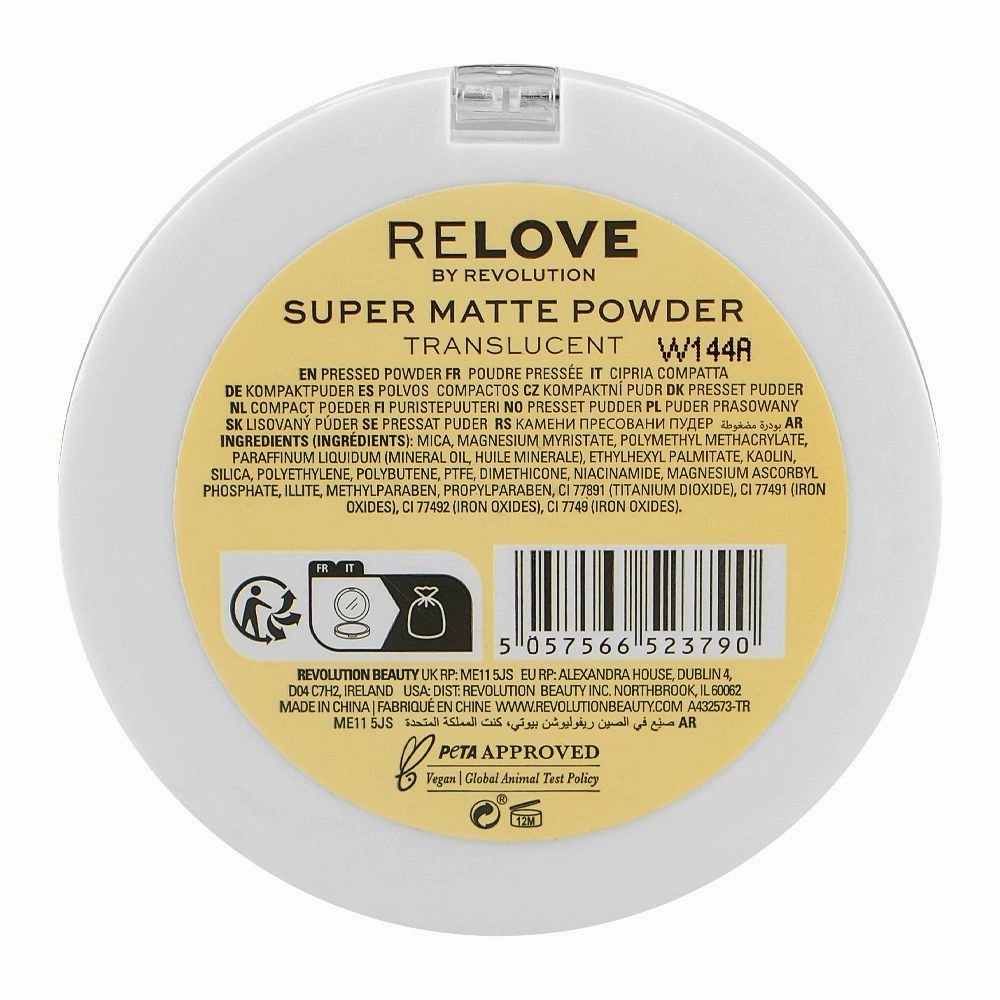 Makeup Revolution Relove Super Matte Face Powder Translucent, 6g