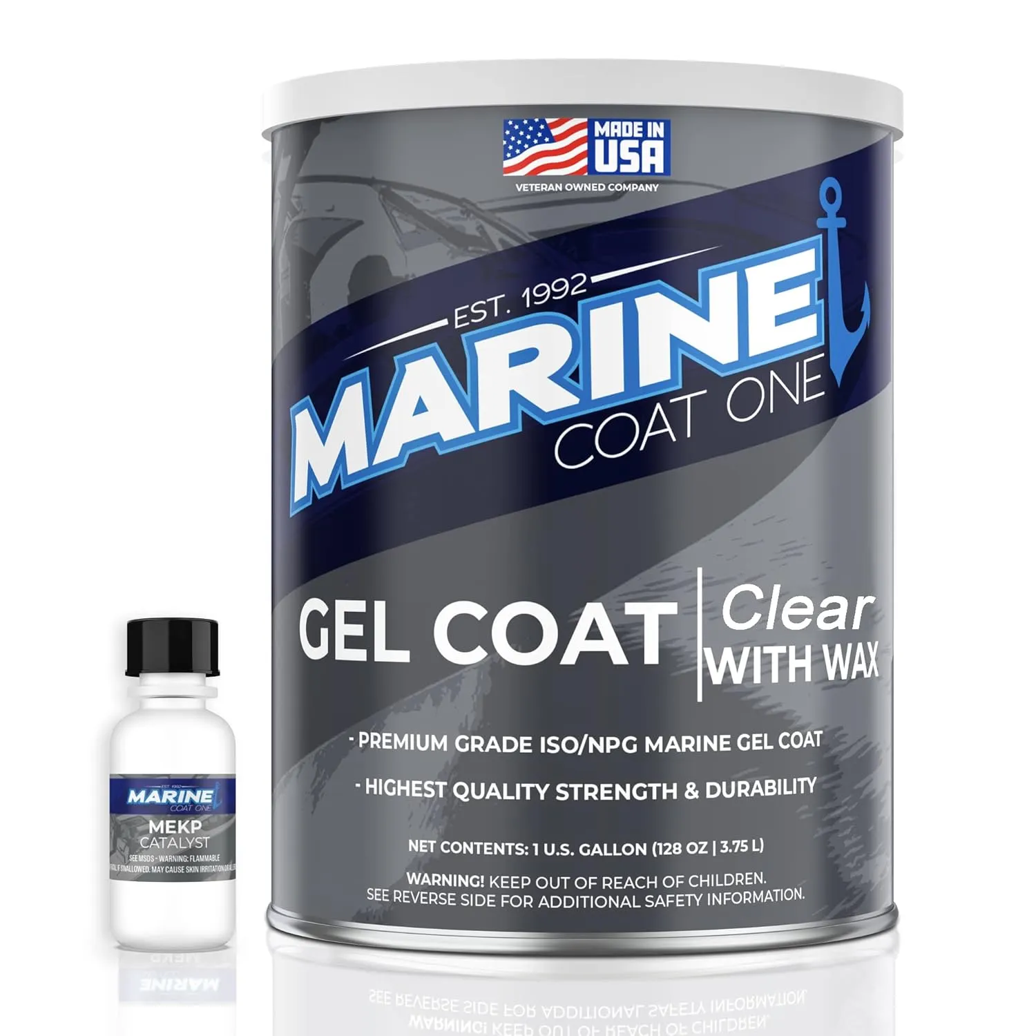 MarineCoat One Premium Marine Gelcoat (Clear With Wax, Gallon)