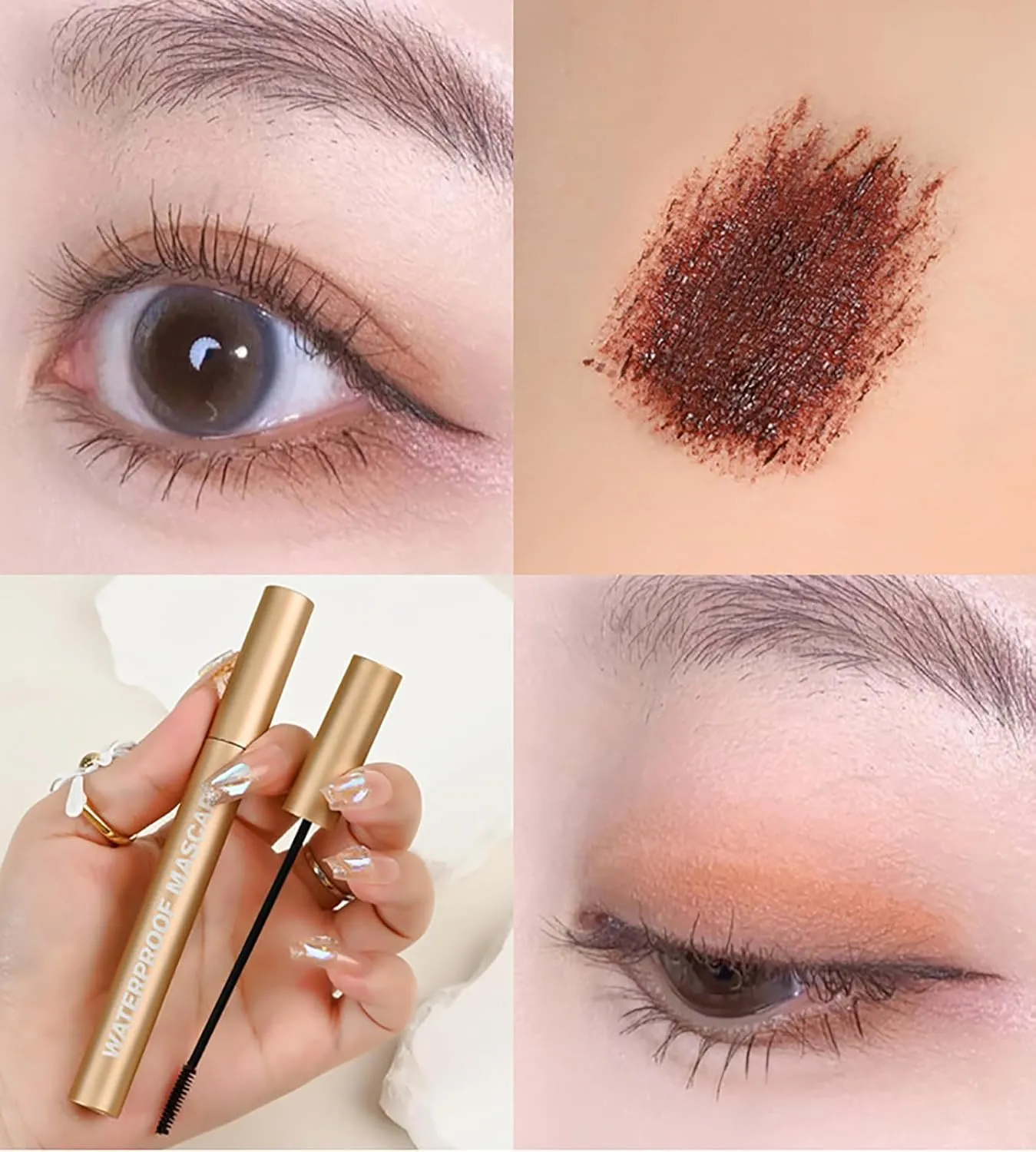 Mascara for Older Women 40 50 60 Plus, Waterproof & Sweatproof Formula, Smudge-free Lengthening & Thickening for Sensitive Eyes (Black Brown)