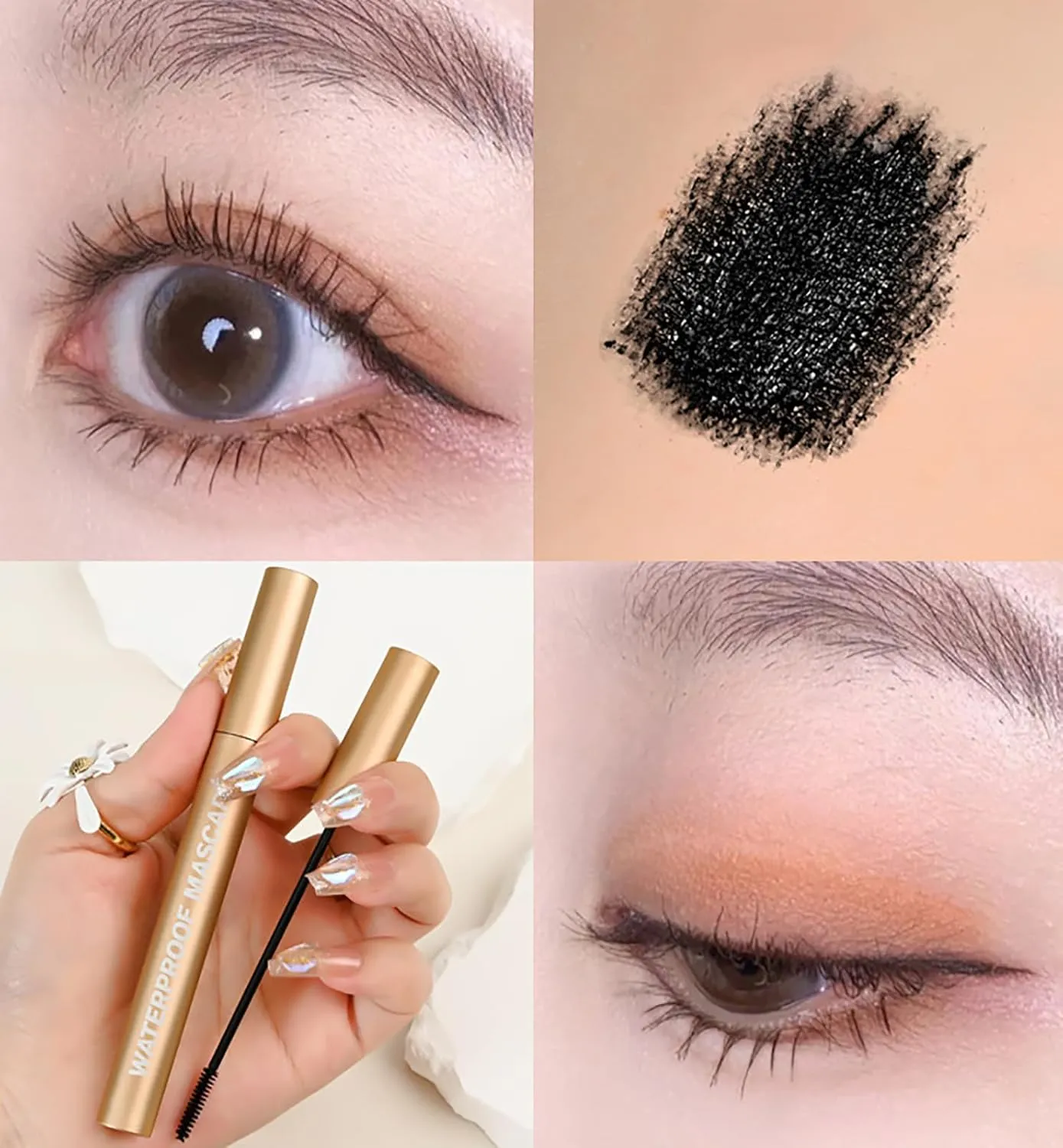 Mascara for Older Women 40 50 60 Plus, Waterproof & Sweatproof Formula, Smudge-free Lengthening & Thickening for Sensitive Eyes (Black Brown)
