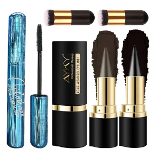 Mascara for Older Women 60 Plus & Black Brown Ayky Long Wear Gel Eyeliner Set, Hypoallergenic Volumizing Mascara, Waterproof Smudge Proof Eyeliner Gel