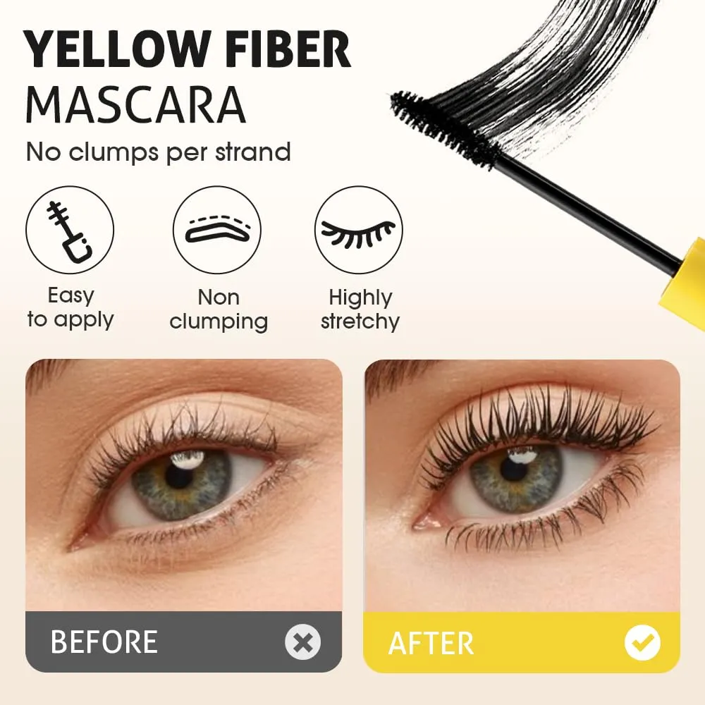 Mascara, Length Formula for Bold, Separated Lashes, Lash Mascara, Waterproof Long-Lasting (2pcs)