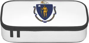 Massachusetts State Flag Large Capacity Storage Bag, fit for Travel, Office Supplies, Makeup, and Desk Organization, Black, One Size, Beauty Case