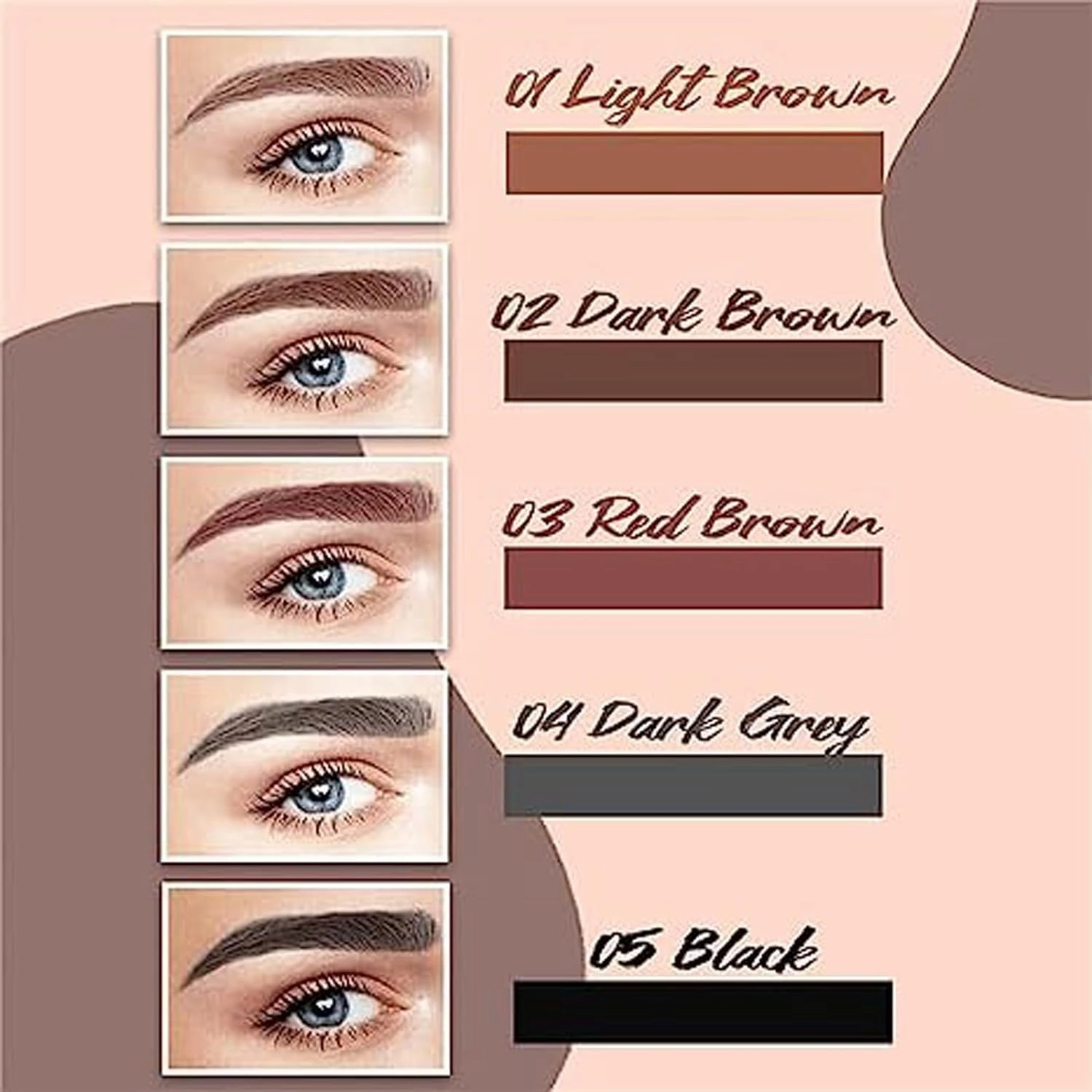Matezis Eyebrow Pencil, Matezis Eye Pencil, Microblade Eyebrow Pen Waterproof, Microblading EyebrowPen 4 Tipped Precise Brow Pen (Red brown)