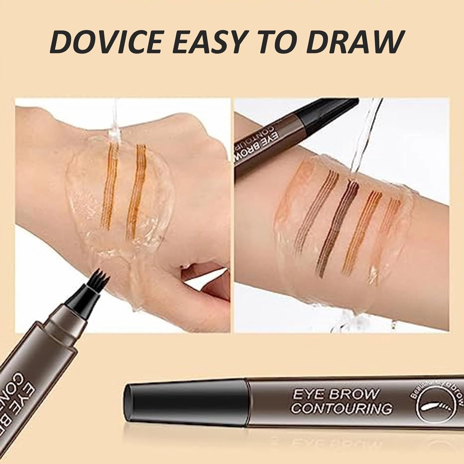 Matezis Eyebrow Pencil, Matezis Eye Pencil, Microblade Eyebrow Pen Waterproof, Microblading EyebrowPen 4 Tipped Precise Brow Pen (Red brown)