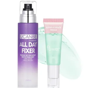 Matte Setting Spray & Primer Gel Duo – Long-Lasting Makeup Set for Oily Skin, Shine Control, Pore Blurring, Oil-Free Hydrating Face Primer & Makeup Finishing Mist for All-Day Wear, 7.5 Fl oz