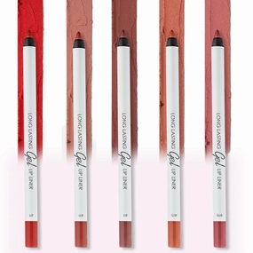 Matte Gel Lip Liner Pencil 5 Pcs Set - Creamy, Sharpenable, Longwear, Waterproof Lip Combo - Nude Pink 407, Nude 409, Red 411, Mauve 410 and 412