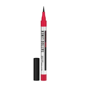 Mayb'-elline New York Pencil Eyeliner, Intense Pencil Eyeliner, Long-Lasting, Felt-Tip Applicator, Line Tattoo High Impact Liner, Black, Matte Finish.