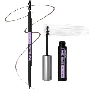 Maybelline Brow Ultra Slim Defining Brow Pencil   Brow Fast Sculpt Brow Gel Makeup Bundle, Includes 1 Deep Brown Eyebrow Pencil and 1 Clear Eyebrow Gel
