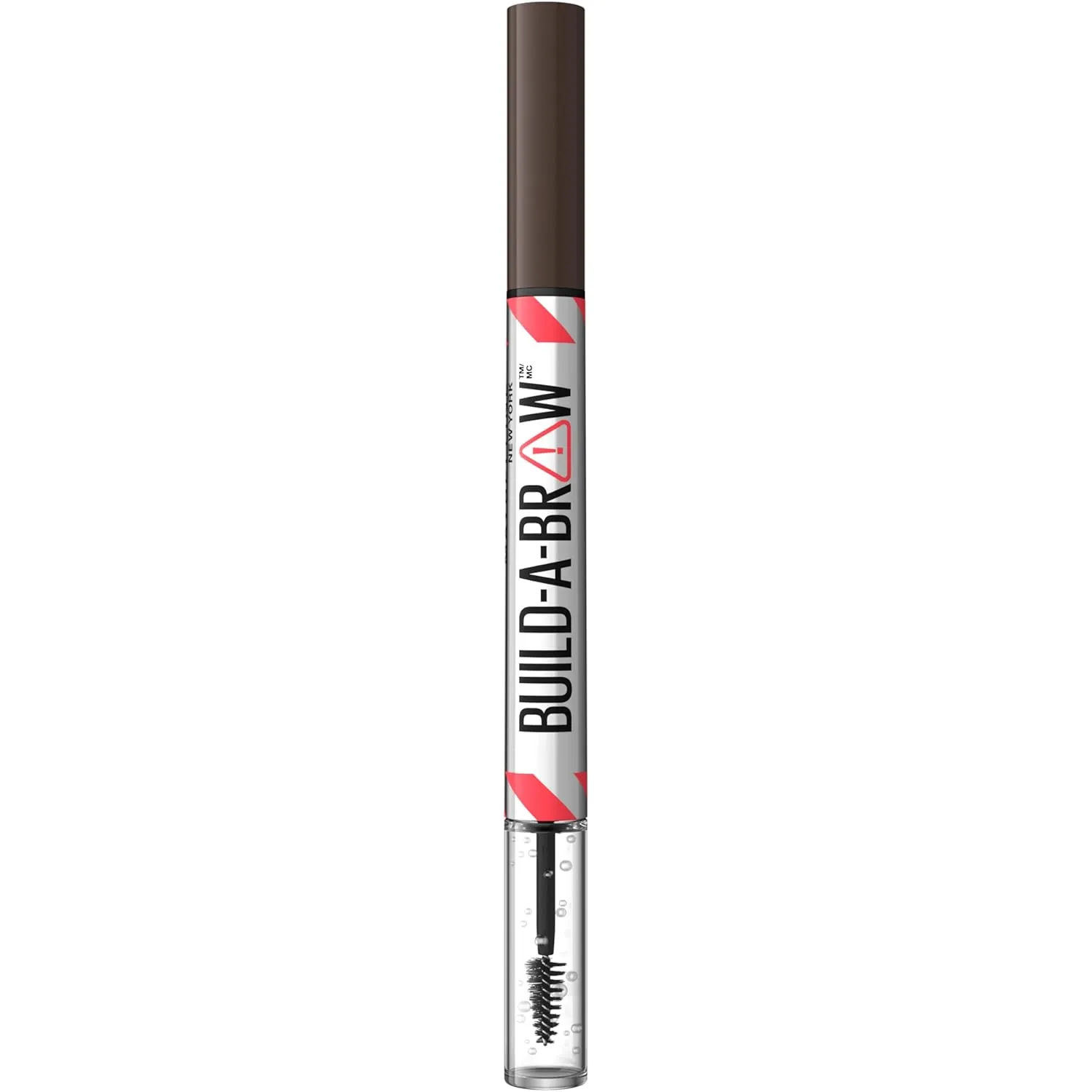 Maybelline Build-A-Brow 2-in-1 Brow Pen and Sealing Eyebrow Gel, Eyebrow Makeup for Real-Looking, Fuller Brows, Deep Brown, 1 Count